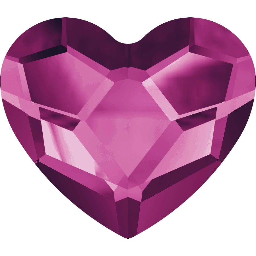 Serinity Hotfix Flat Back Crystals  Heart (2808) Fuchsia