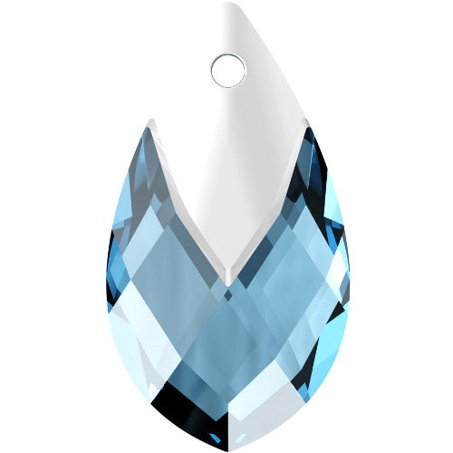 Serinity Crystal Pendants Metallic Cap Pear (6565) Aquamarine Light Chrome