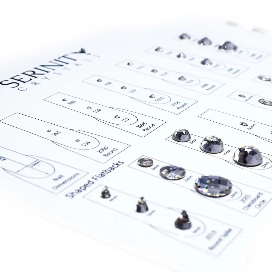Serinity Flat Back Crystals Nail Art Chart - Bluestreak Crystals