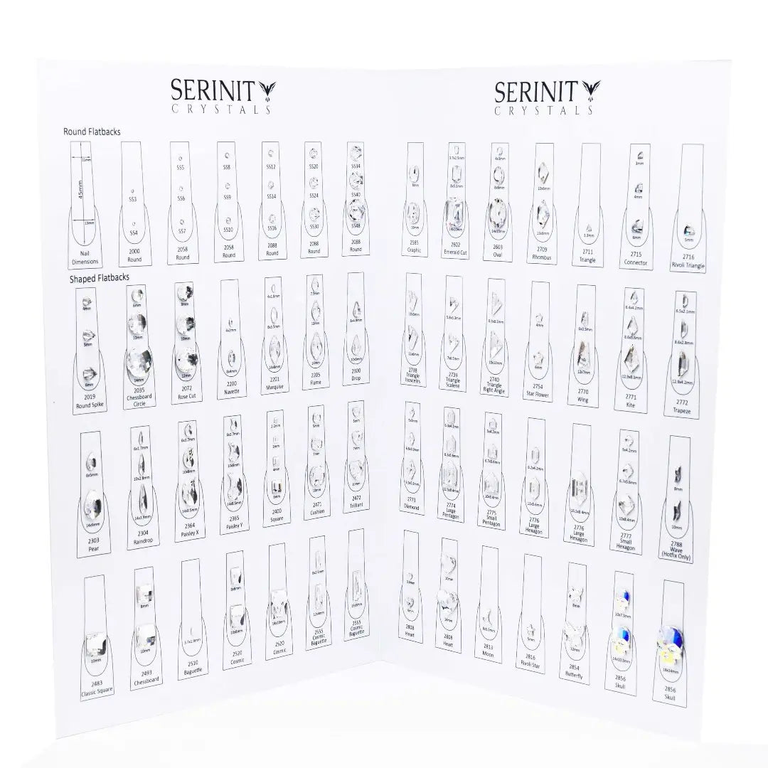 Serinity Flat Back Crystals Nail Art Chart - Bluestreak Crystals