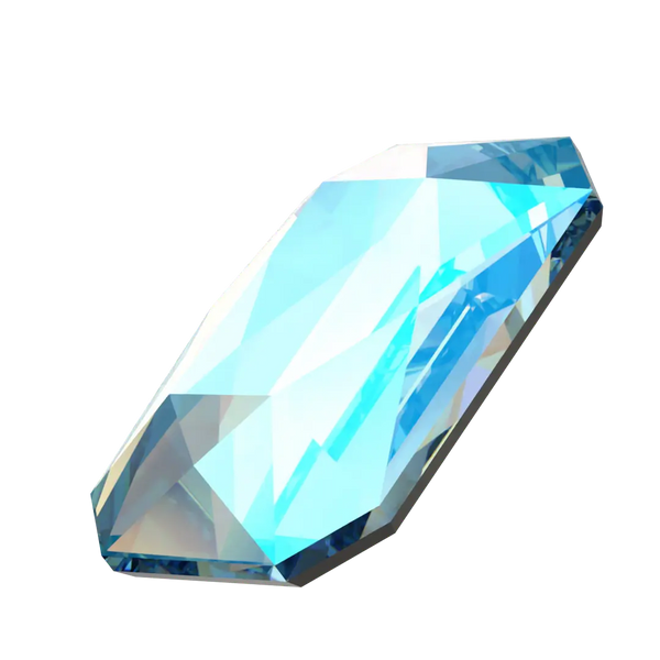 Serinity Flat Back Crystals Non Hotfix Emerald Cut (2602) Aquamarine Shimmer - Bluestreak Crystals