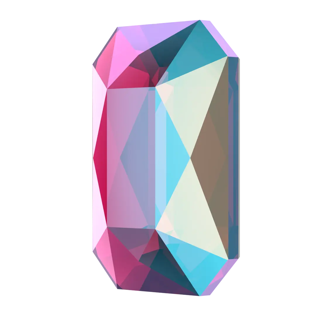 Serinity Flat Back Crystals Non Hotfix Emerald Cut (2602) Fuchsia Shimmer - Bluestreak Crystals