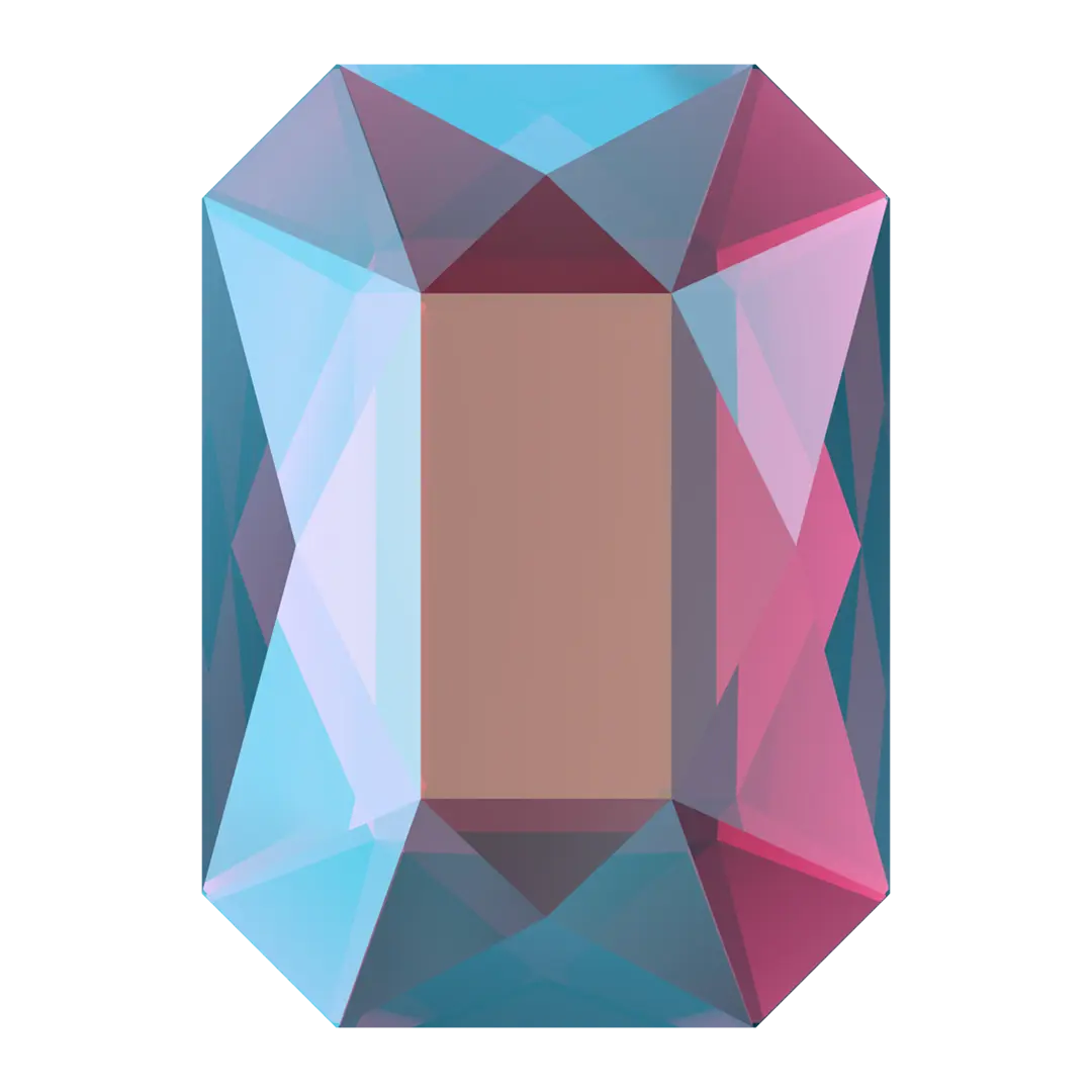Serinity Flat Back Crystals Non Hotfix Emerald Cut (2602) Fuchsia Shimmer - Bluestreak Crystals