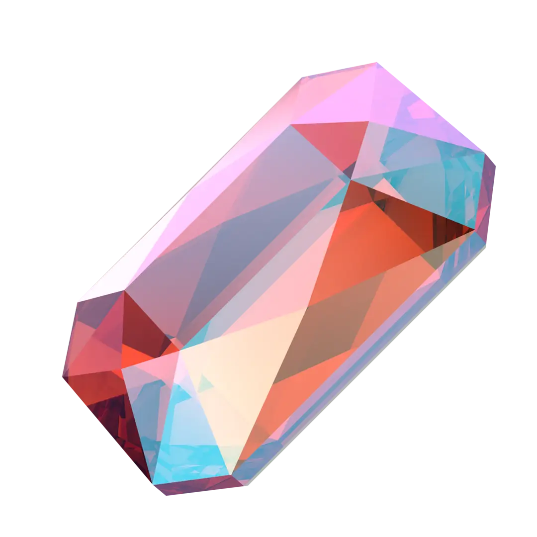 Serinity Flat Back Crystals Non Hotfix Emerald Cut (2602) Light Siam Shimmer - Bluestreak Crystals