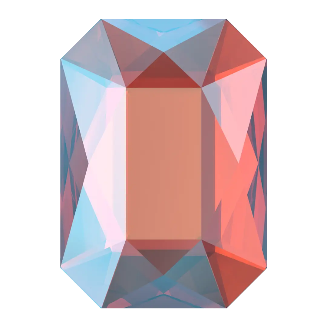 Serinity Flat Back Crystals Non Hotfix Emerald Cut (2602) Light Siam Shimmer - Bluestreak Crystals