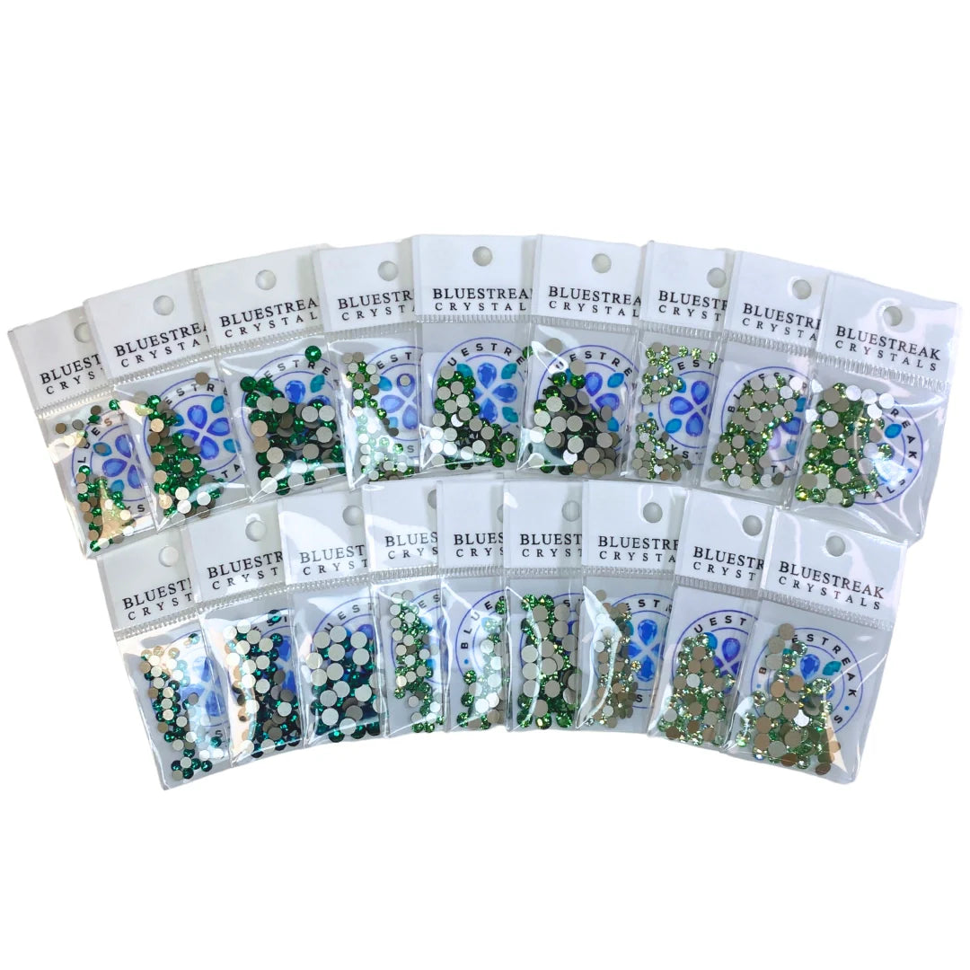 Serinity Flat Back Crystals Non Hotfix Green Collection - Bluestreak Crystals
