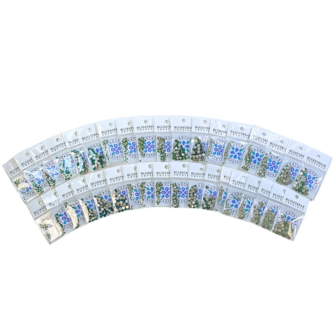 Serinity Flat Back Crystals Non Hotfix Green Collection - Bluestreak Crystals