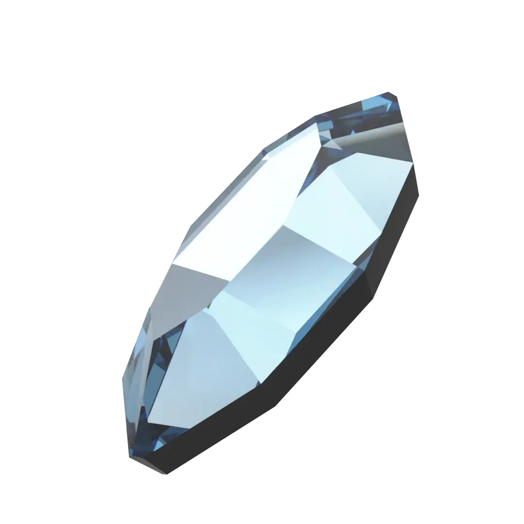 Serinity Flat Back Crystals Non Hotfix Navette (2200) Aquamarine - Bluestreak Crystals