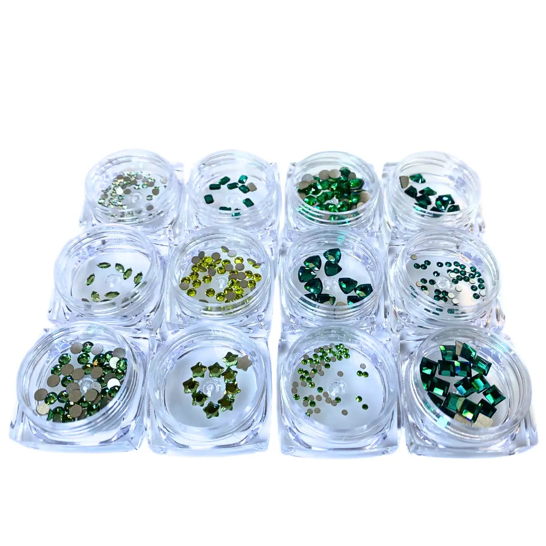Serinity Flat Back Crystals Non Hotfix Supreme Mix Greens - Bluestreak Crystals