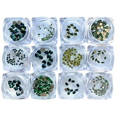 Serinity Flat Back Crystals Non Hotfix Supreme Mix Greens - Bluestreak Crystals
