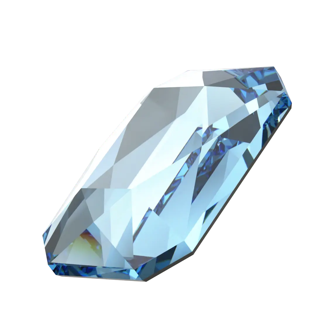 Serinity Hotfix Flat Back Crystals Emerald Cut (2602) Aquamarine - Bluestreak Crystals