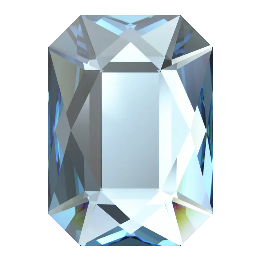 Serinity Hotfix Flat Back Crystals Emerald Cut (2602) Aquamarine - Bluestreak Crystals