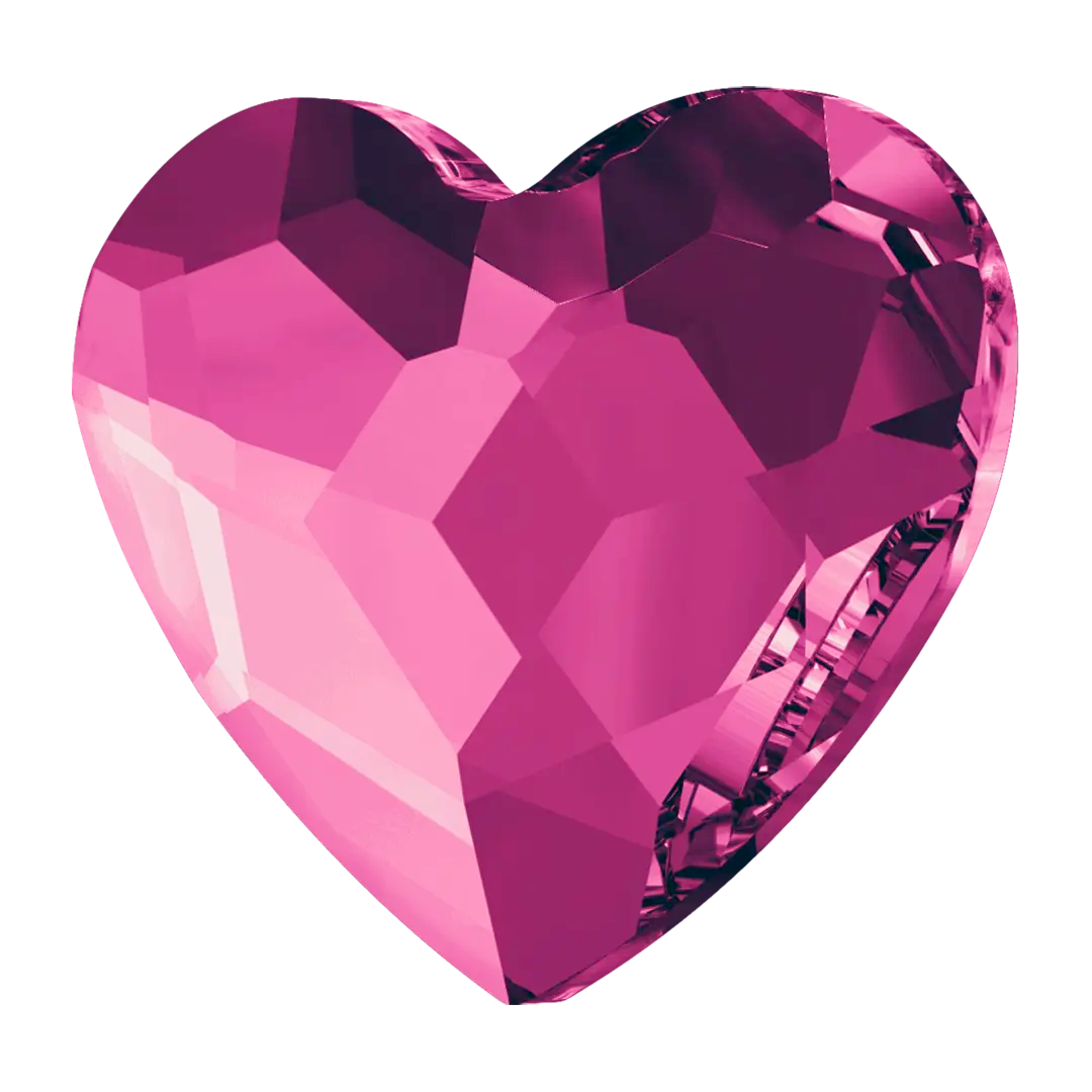 Serinity Hotfix Flat Back Crystals Heart (2808) Fuchsia - Bluestreak Crystals