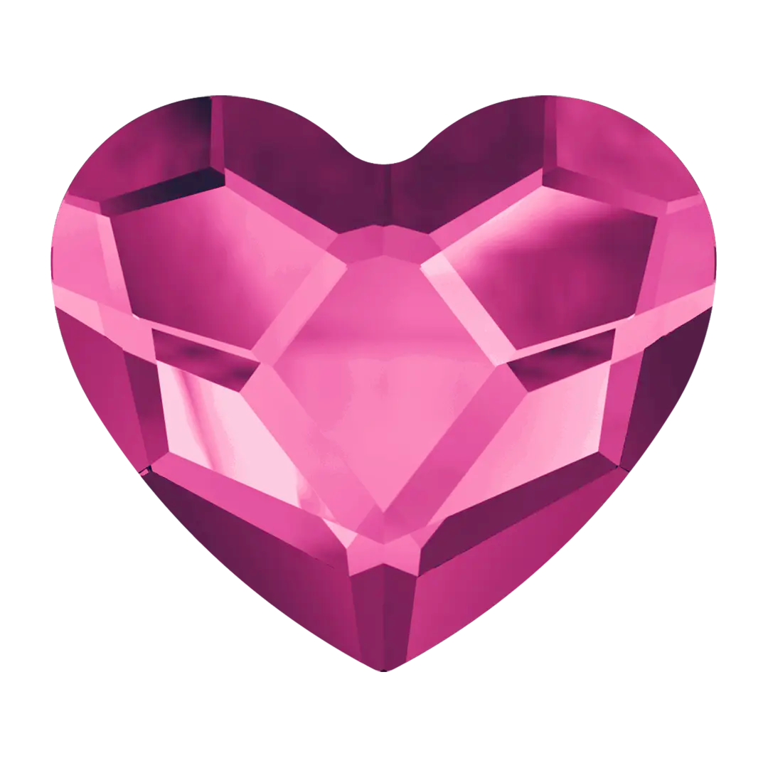 Serinity Hotfix Flat Back Crystals Heart (2808) Fuchsia - Bluestreak Crystals