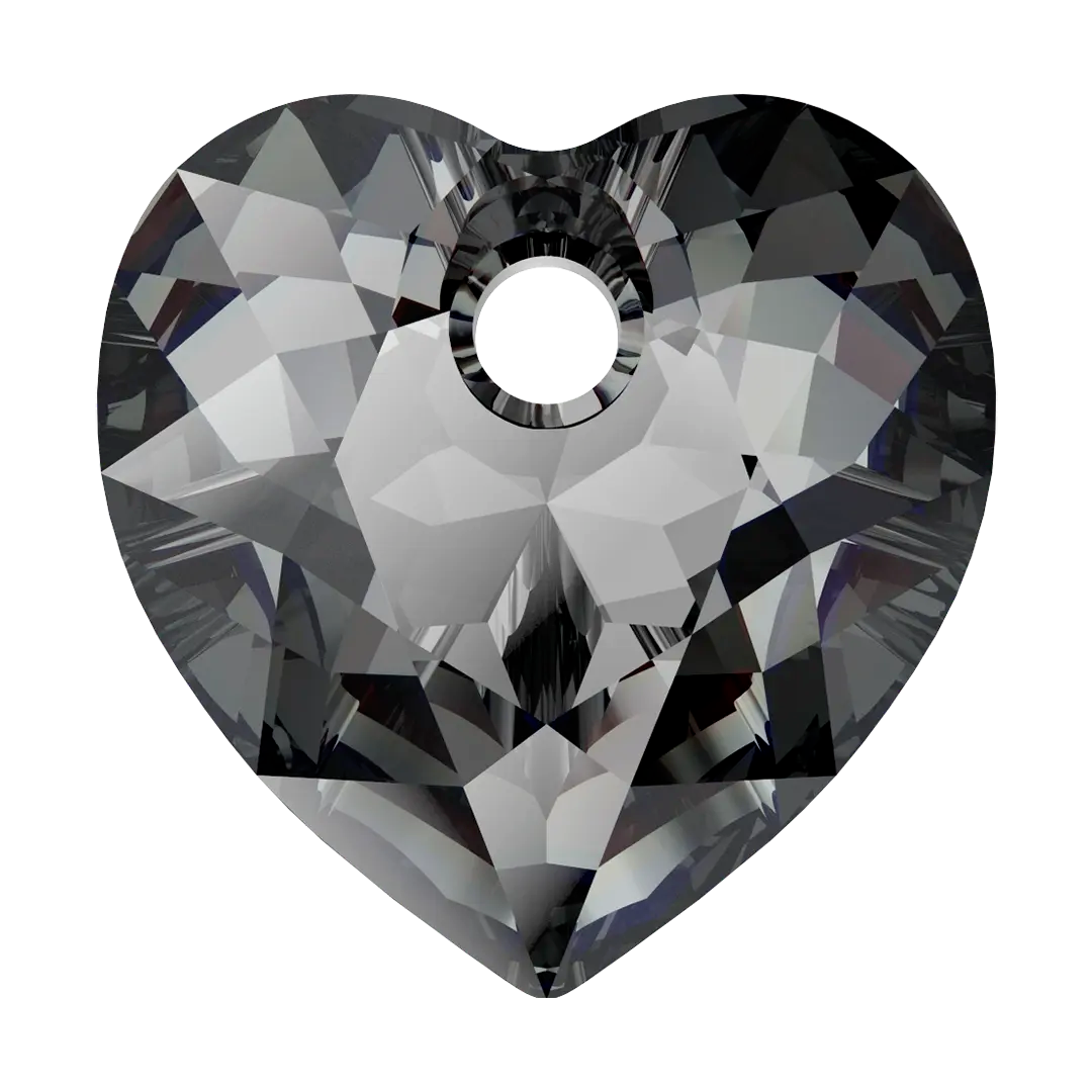 Serinity Pendants Heart Cut (6432) Crystal Silver Night - Bluestreak Crystals