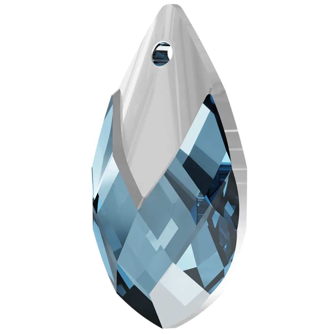 Serinity Pendants Metallic Cap Pear (6565) Aquamarine Light Chrome - Bluestreak Crystals