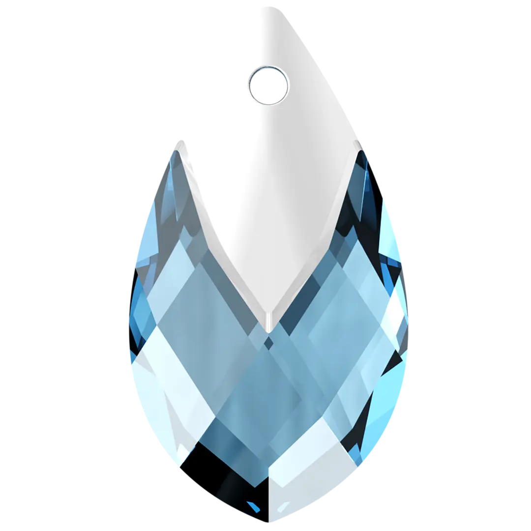 Serinity Pendants Metallic Cap Pear (6565) Aquamarine Light Chrome - Bluestreak Crystals
