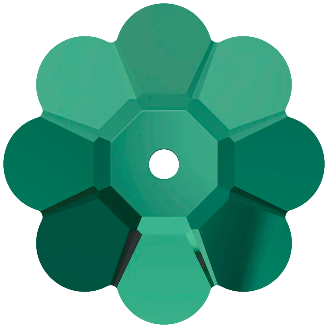 Serinity Sew On Crystals Daisy Spacer (3700) Emerald UNFOILED - Bluestreak Crystals