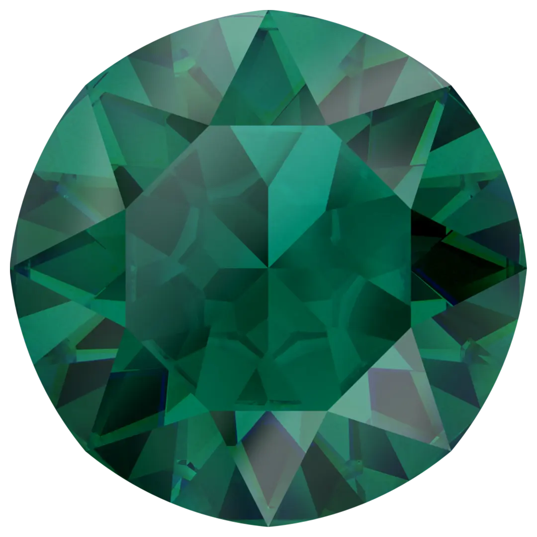 Swarovski Chatons Round Stones (1028 & 1088) Emerald Ignite UNFOILED - Bluestreak Crystals