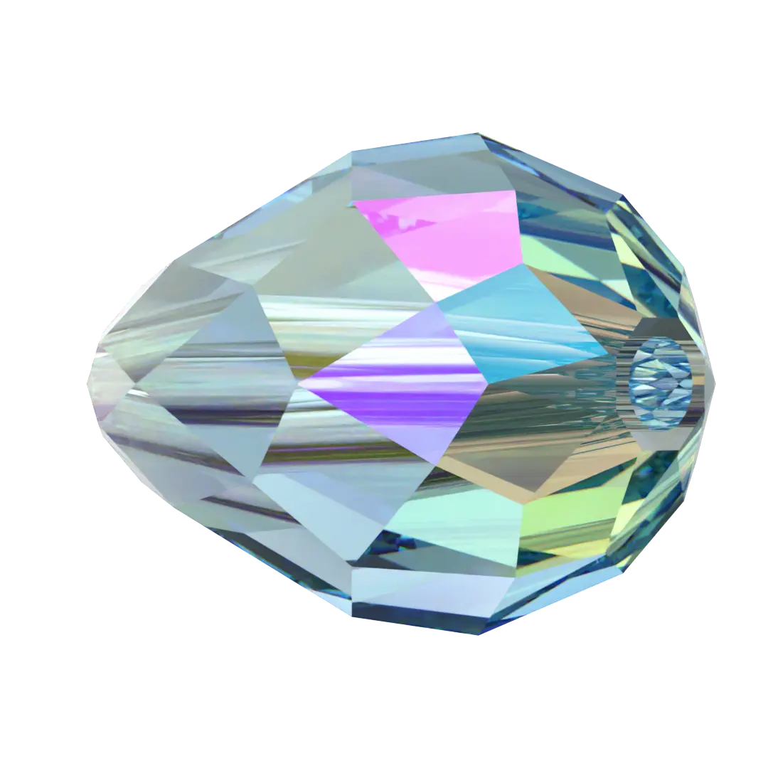 Swarovski Crystal Beads Drop (5500) Aquamarine Shimmer 2X - Bluestreak Crystals