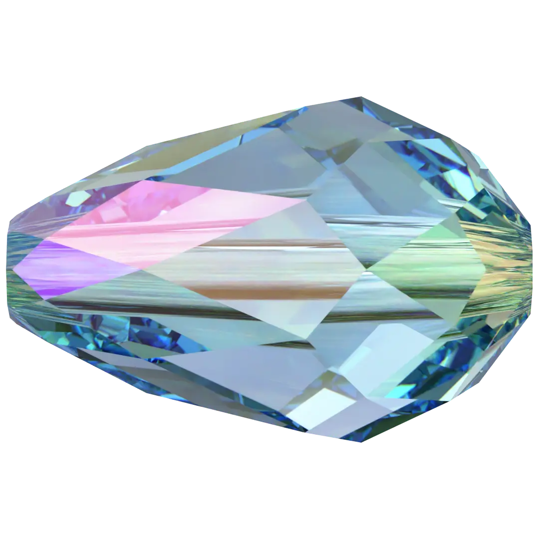 Swarovski Crystal Beads Drop (5500) Aquamarine Shimmer 2X - Bluestreak Crystals