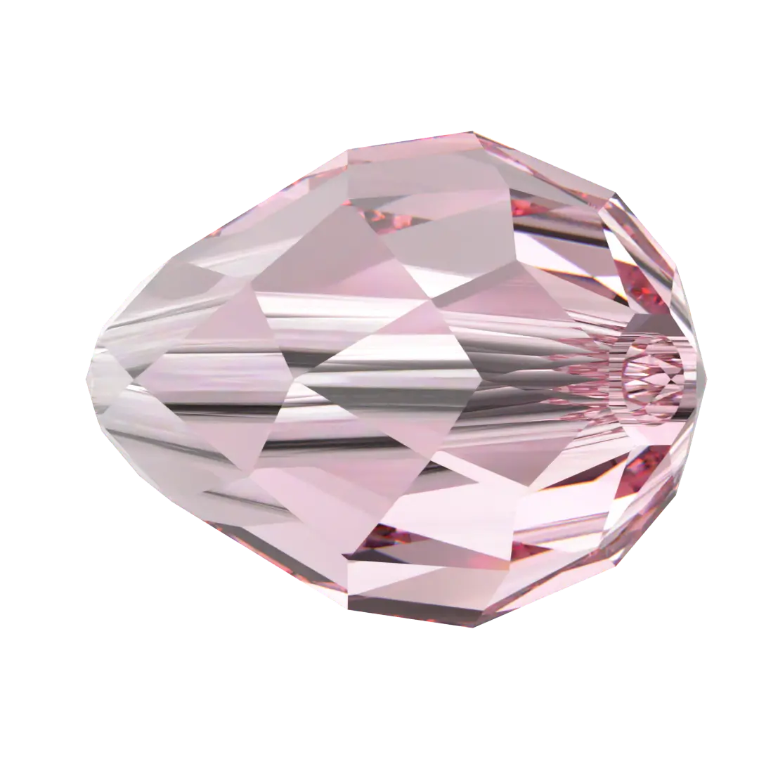 Swarovski Crystal Beads Drop (5500) Light Rose - Bluestreak Crystals