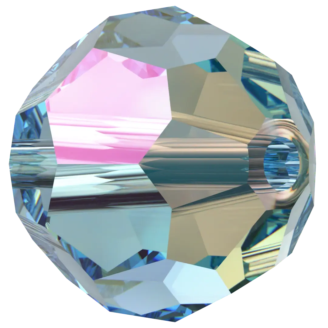 Swarovski Crystal Beads Round (5000) Aquamarine Shimmer - Bluestreak Crystals
