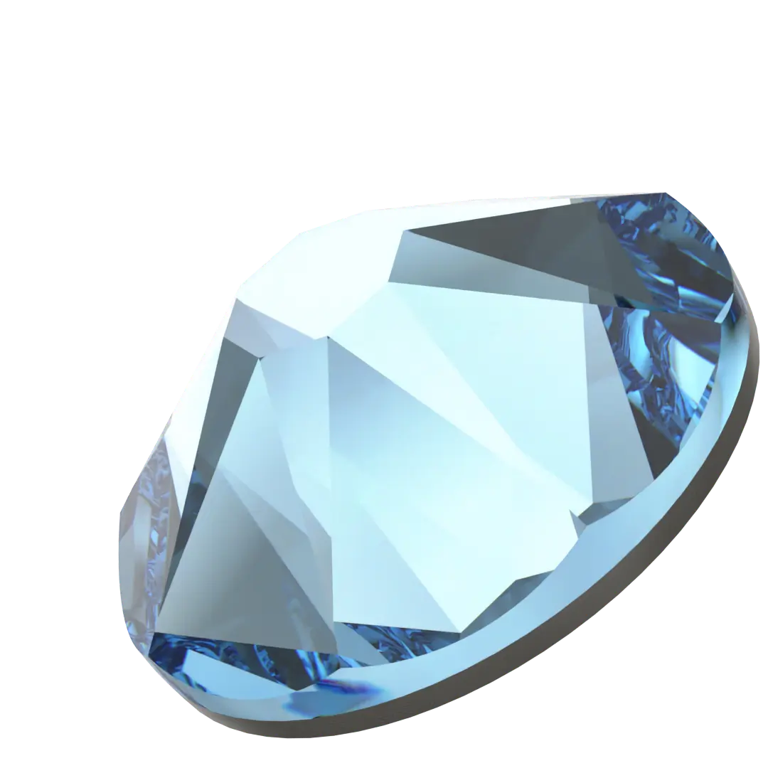 Swarovski Hotfix Flat Back Crystals (2000, 2038 & 2078) Aquamarine - Bluestreak Crystals