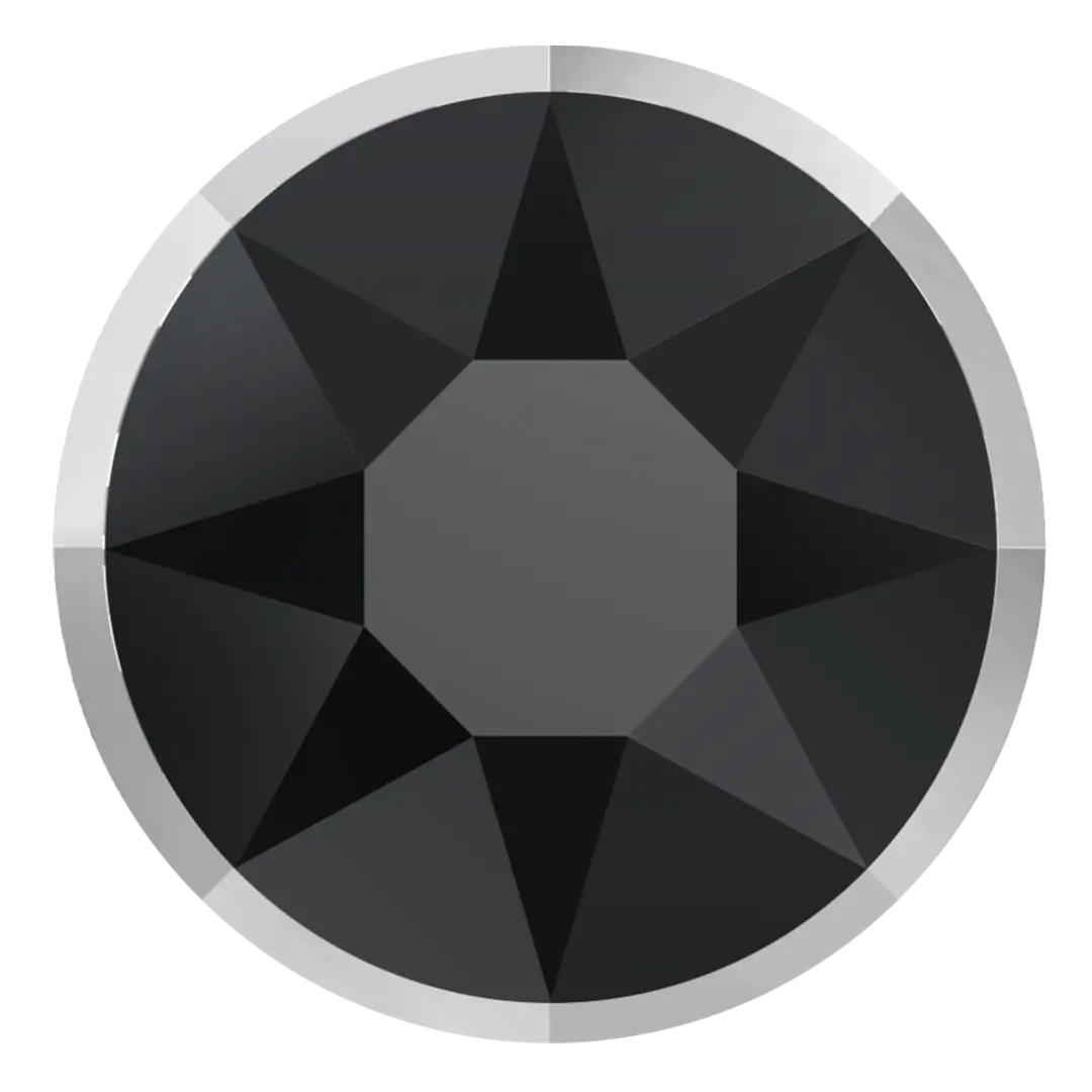 Swarovski Hotfix Flat Back Crystals Rimmed (2038/I, 2078/I) Jet & Crystal Light Chrome - Bluestreak Crystals