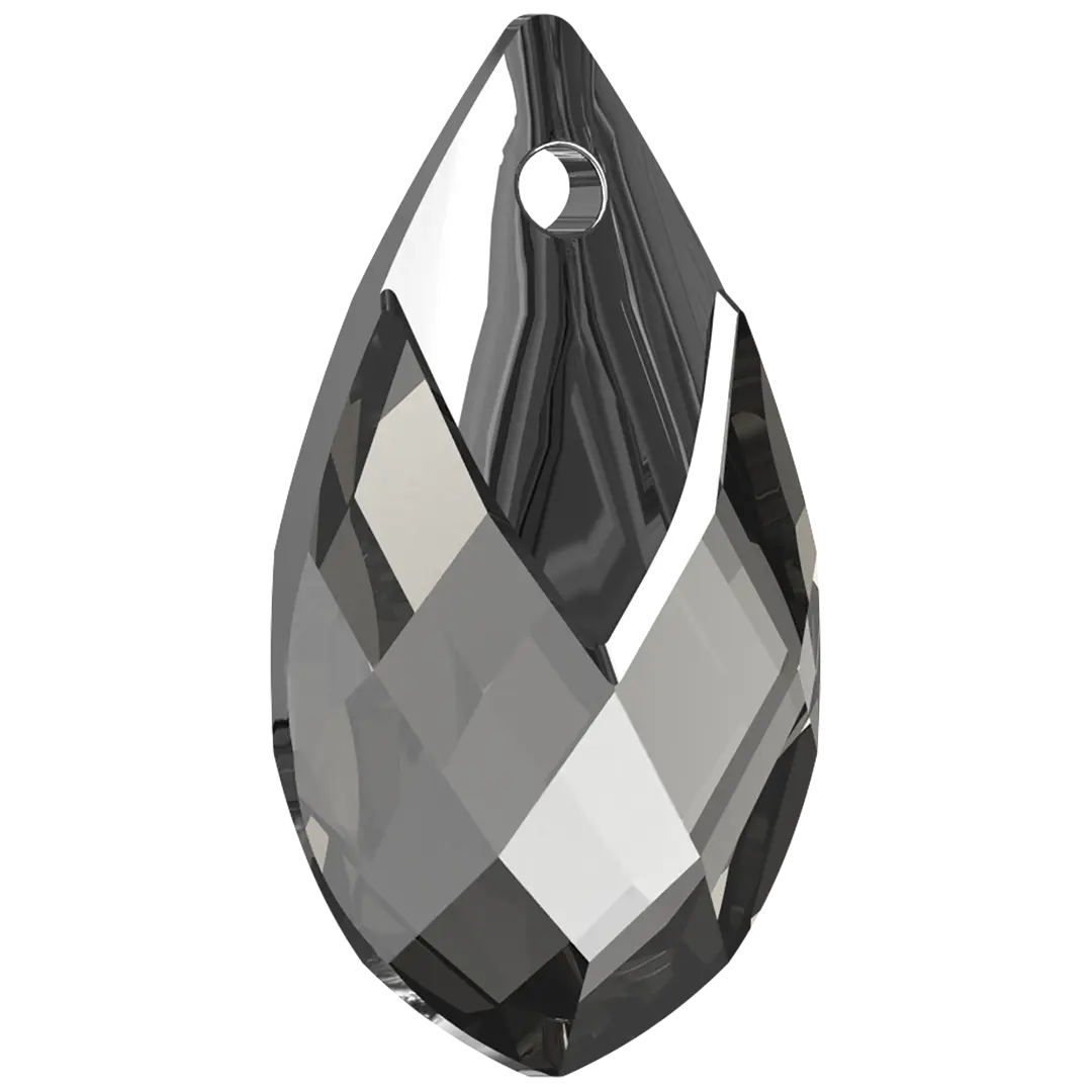 Swarovski Pendants Pear Metallic Cap (6565) Crystal Light Chrome - Bluestreak Crystals