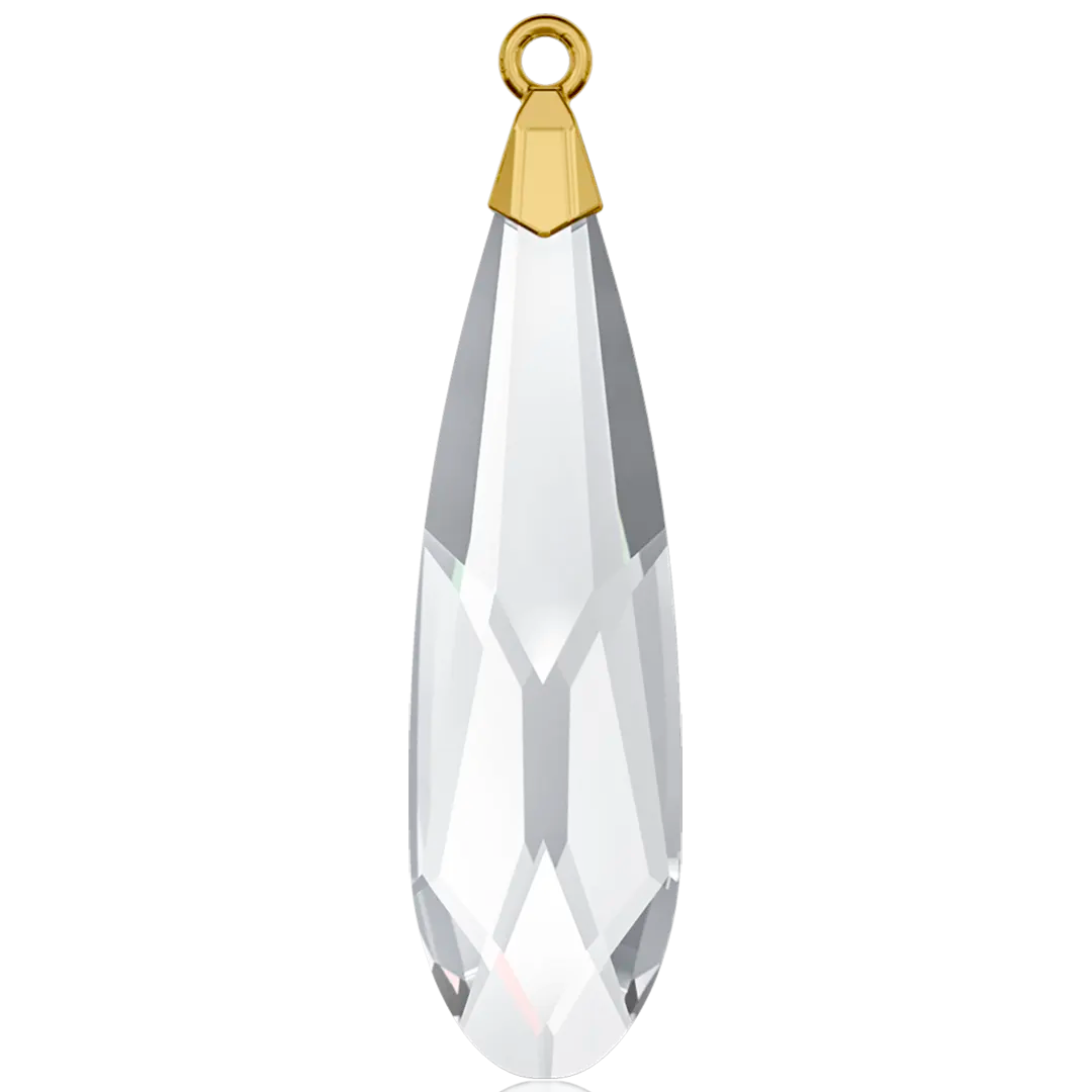 Swarovski Pendants Raindrop Gold Cap (6533) Crystal - Bluestreak Crystals