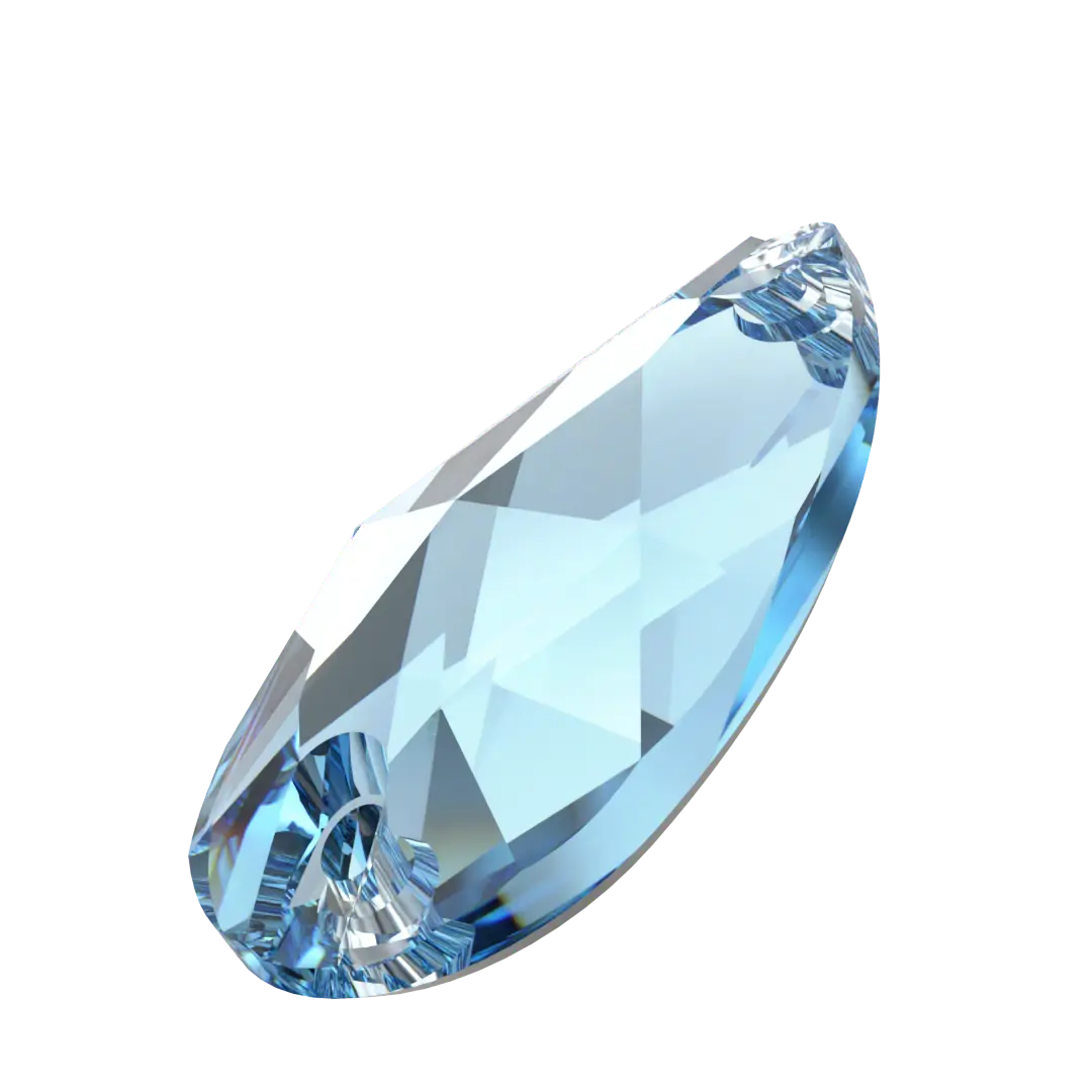 Swarovski Sew On Crystals Peardrop (3230) Aquamarine - Bluestreak Crystals