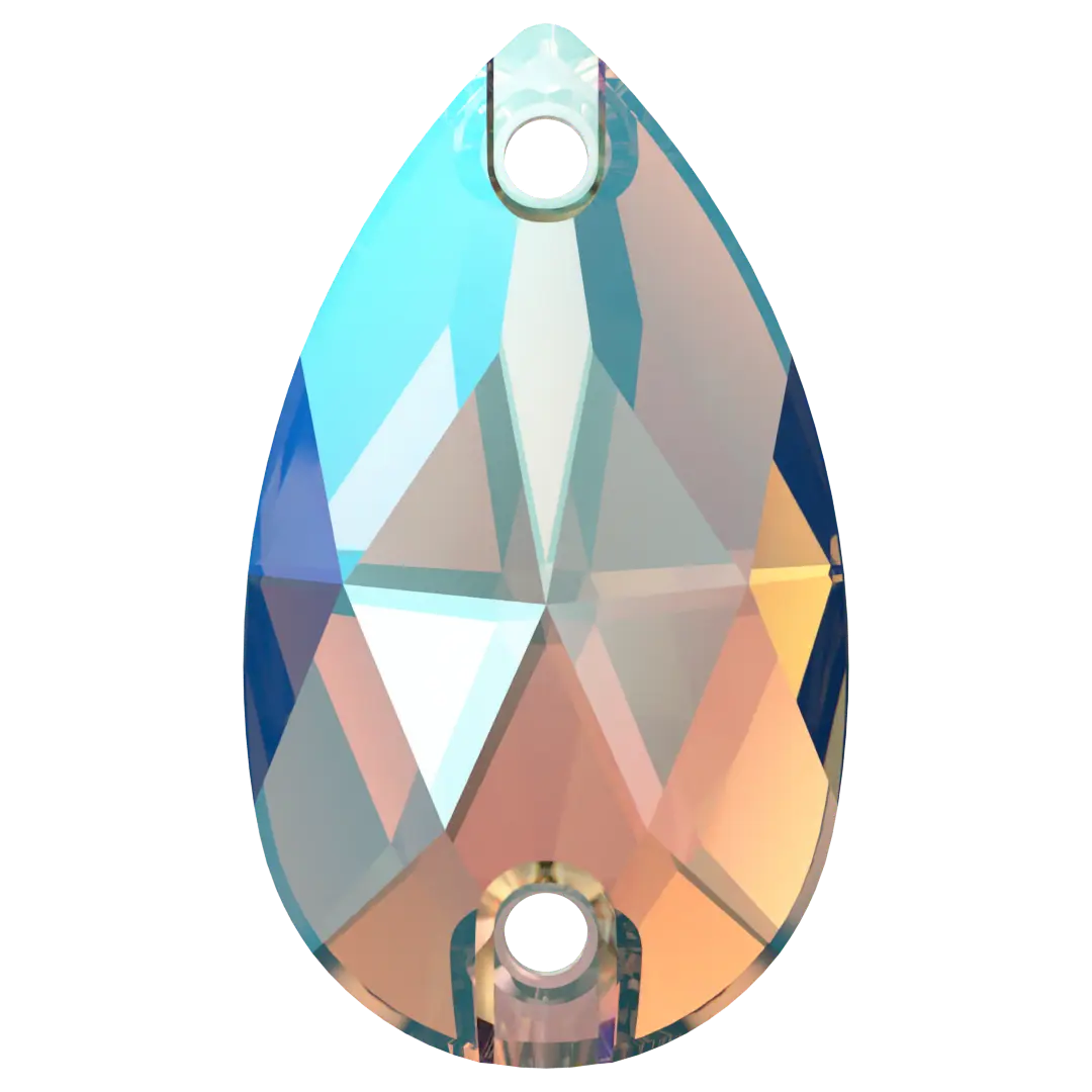 Swarovski Sew On Crystals Peardrop (3230) Black Diamond Shimmer - Bluestreak Crystals