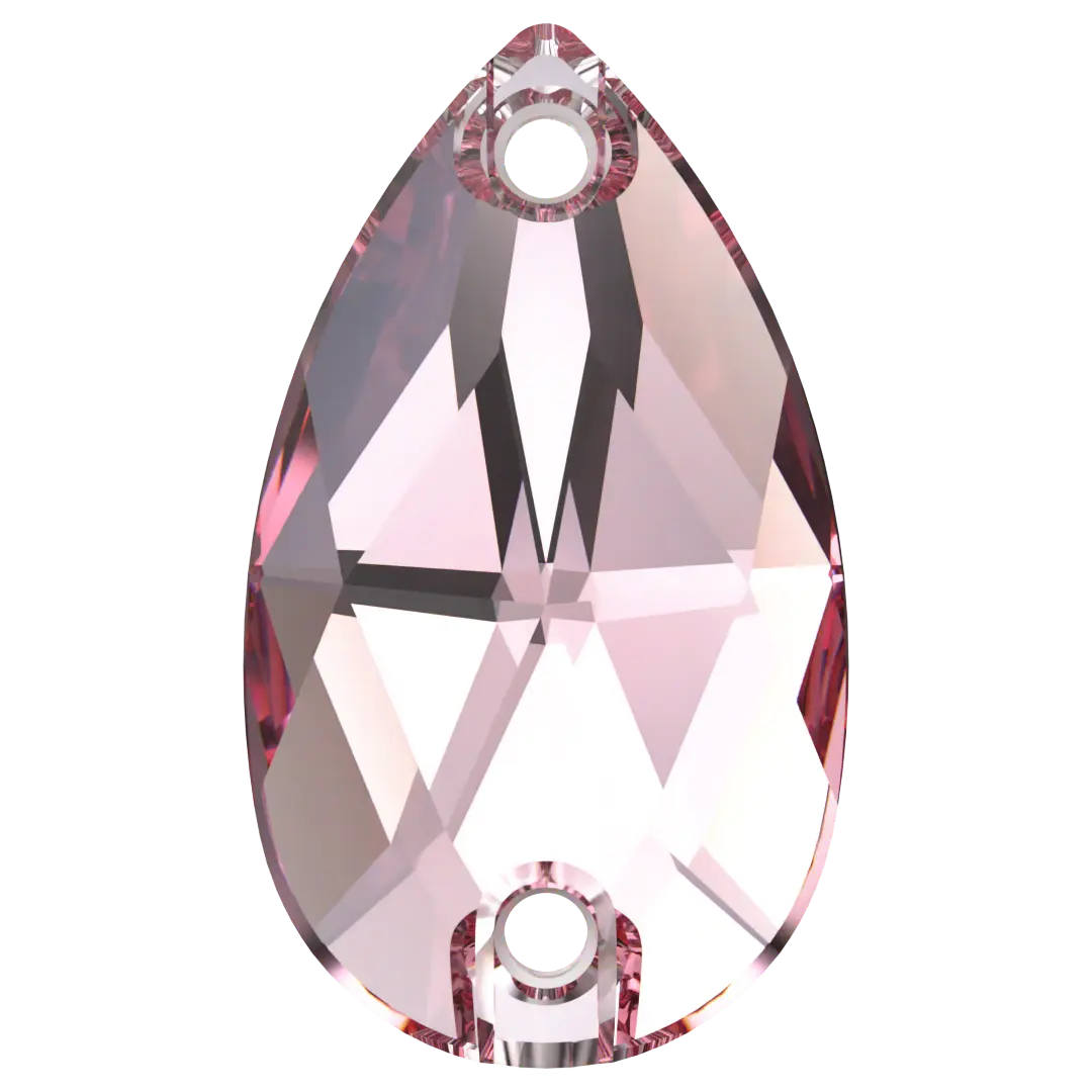 Swarovski Sew On Crystals Peardrop (3230) Light Rose - Bluestreak Crystals