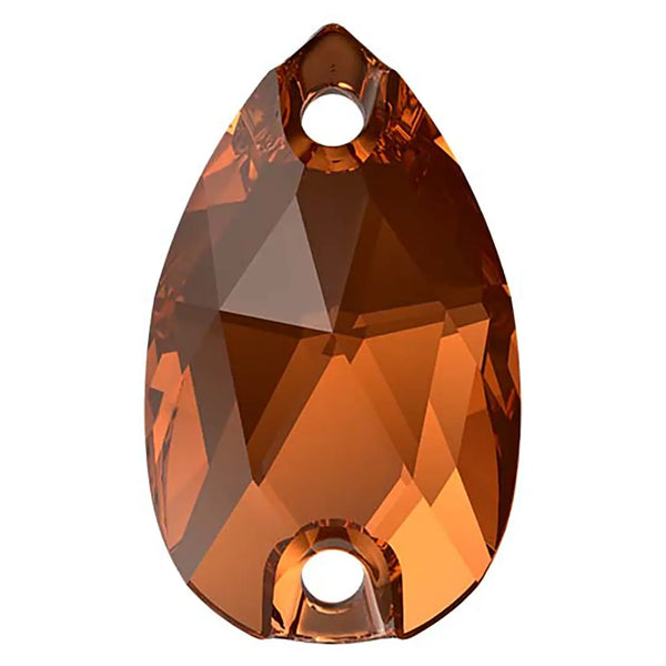 Swarovski Sew On Crystals Peardrop (3230) Smoked Amber - Bluestreak Crystals